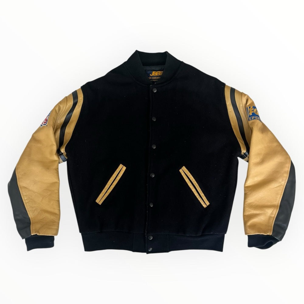 VTG 90s Y2K Men’s M NFL on Fox SportsVarsity Jacket Wool Leather - Picture 2 of 13